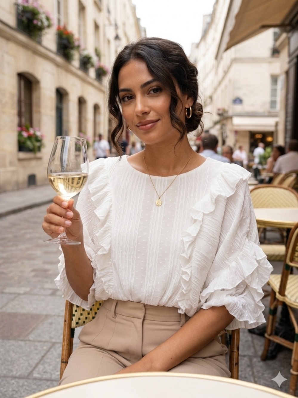 Express Feminine Romantic White Textured Ruffle Peplum Blouse